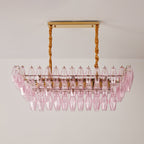 Aurora Chandelier Rose Prism Glass Rectangular Layered
