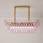 Aurora Chandelier Rose Prism Glass Rectangular Layered