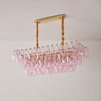 Aurora Chandelier Rose Prism Glass Rectangular Layered