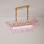 Aurora Chandelier Rose Prism Glass Rectangular Layered