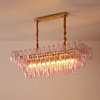 Aurora Chandelier Rose Prism Glass Rectangular Layered