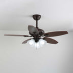 Florence Vintage Wood Glass Ceiling Fan Light