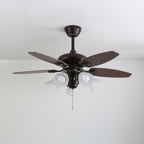 Florence Vintage Wood Glass Ceiling Fan Light