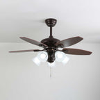 Florence Vintage Wood Glass Ceiling Fan Light