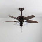 Florence Vintage Wood Glass Ceiling Fan Light