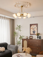 Allirila Traditional Elegance  Vintage Bloom Pearls Glass Chandelier