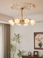 Allirila Traditional Elegance  Vintage Bloom Pearls Glass Chandelier