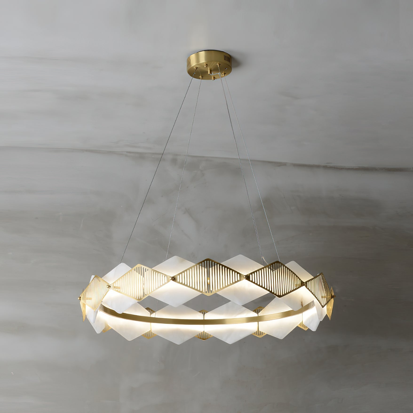 Etalarae Modern Minimalist Rote LED Alabaster Chandelier