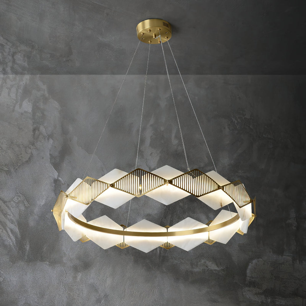 Etalarae Modern Minimalist Rote LED Alabaster Chandelier