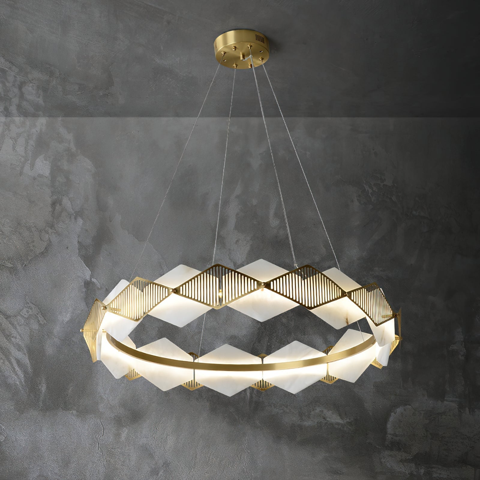 Etalarae Modern Minimalist Rote LED Alabaster Chandelier