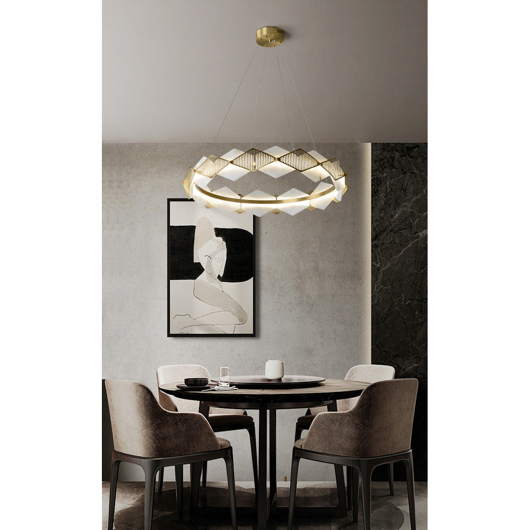 Etalarae Modern Minimalist Rote LED Alabaster Chandelier