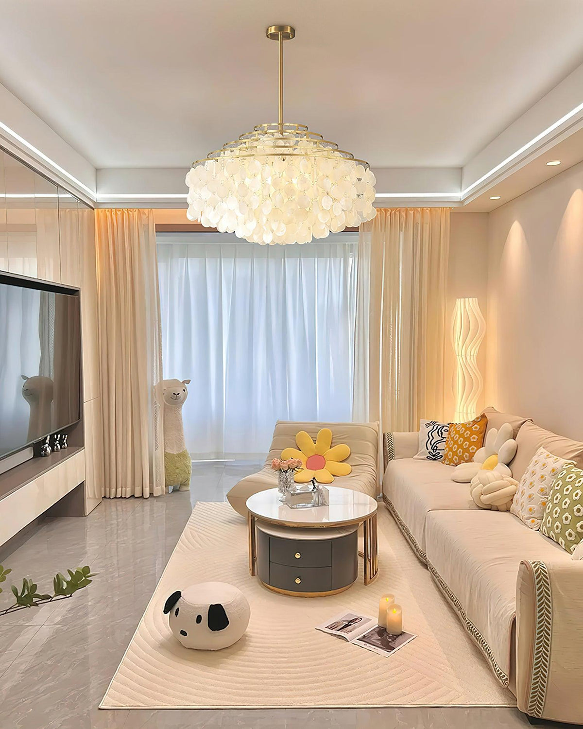 Lustra Pendant Lamp Round Shell Chrome