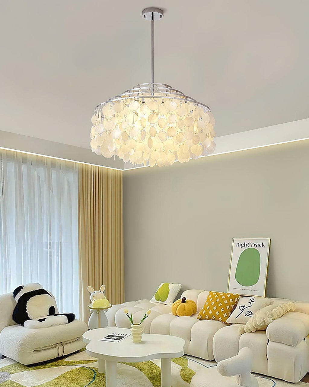 Lustra Pendant Lamp Round Shell Chrome