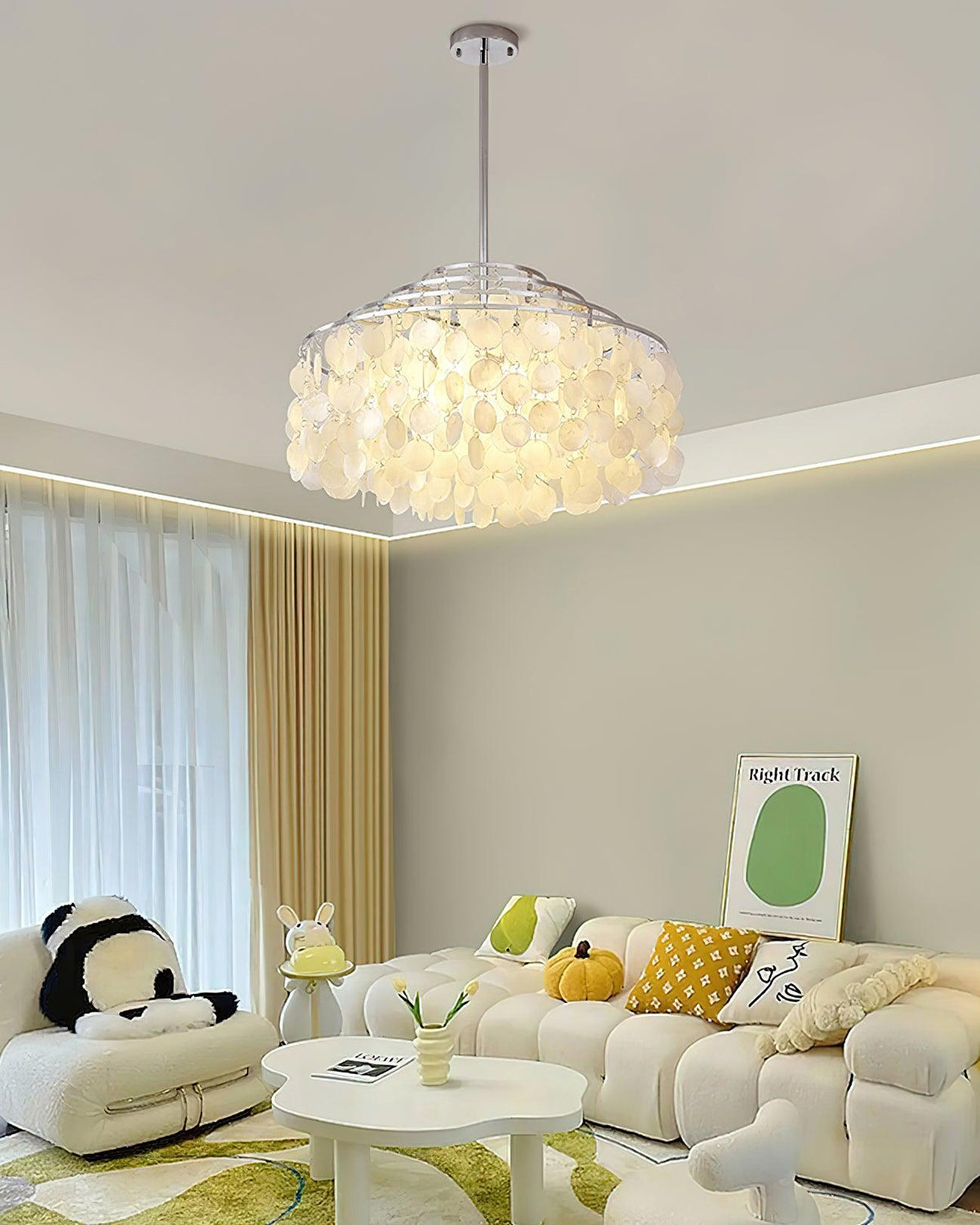 Lustra Pendant Lamp Round Shell Chrome