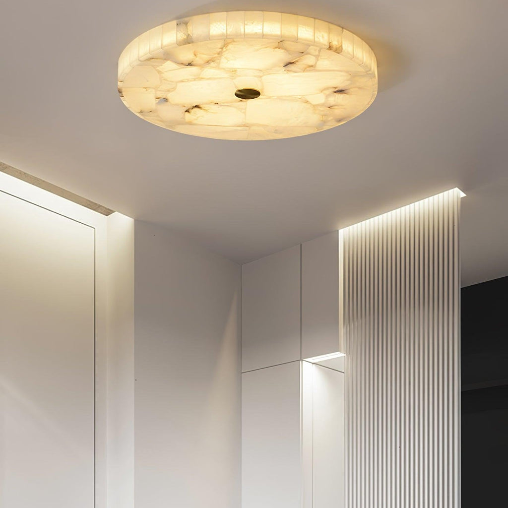 Ciphayra Minimalist Alabaster Round Flushmount Ceiling Light