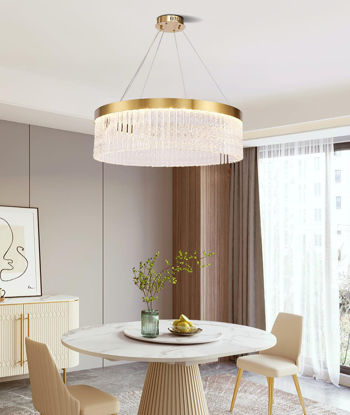Lustra Chandelier Round Halo Crystal