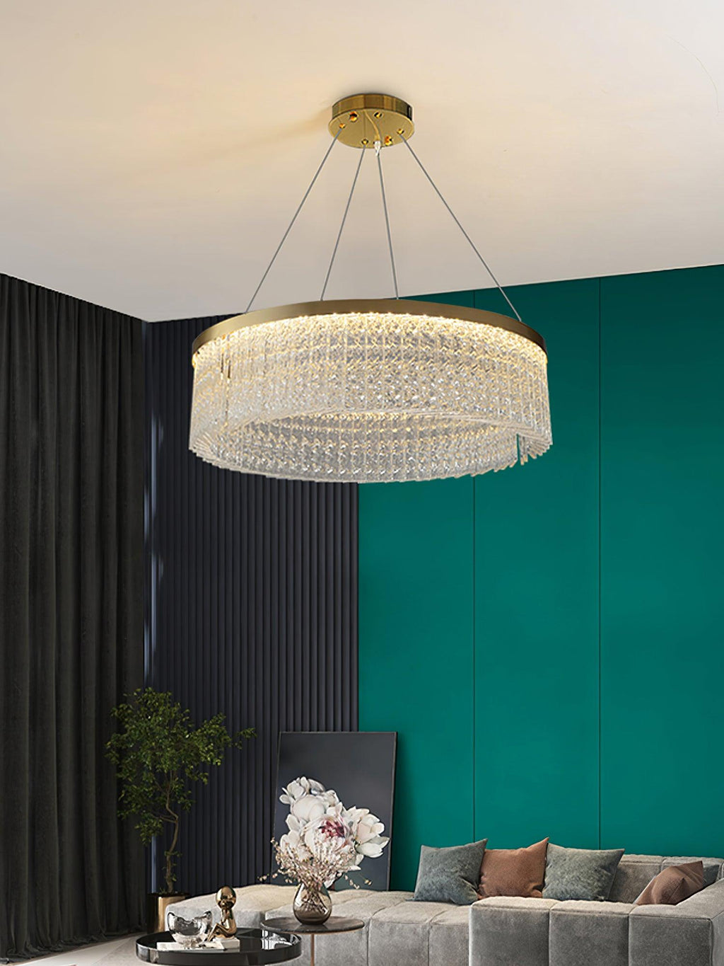 Lustra Chandelier Round Halo Crystal