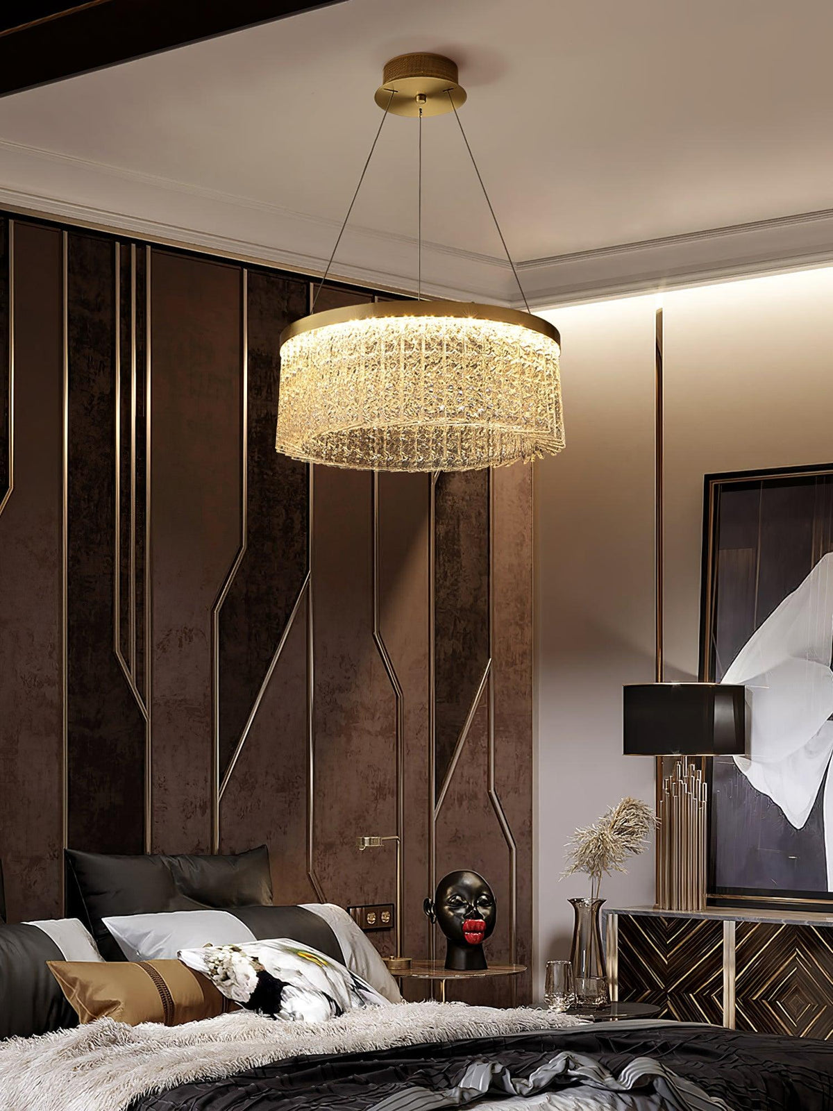 Lustra Chandelier Round Halo Crystal