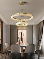 Lustra Chandelier Round Ring Crystal Gold LED