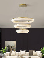 Lustra Chandelier Round Ring Crystal Gold LED