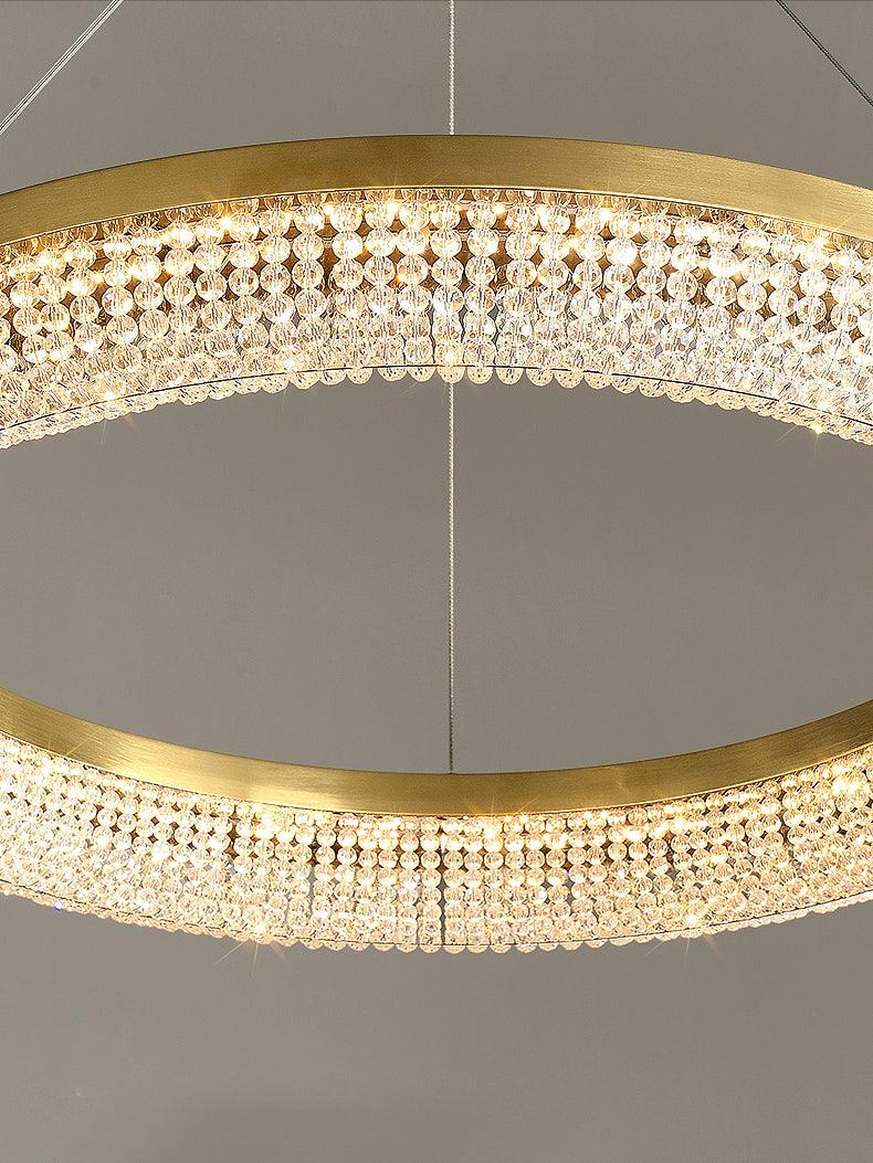 Lustra Chandelier Round Ring Crystal Gold LED