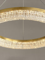Lustra Chandelier Round Ring Crystal Gold LED