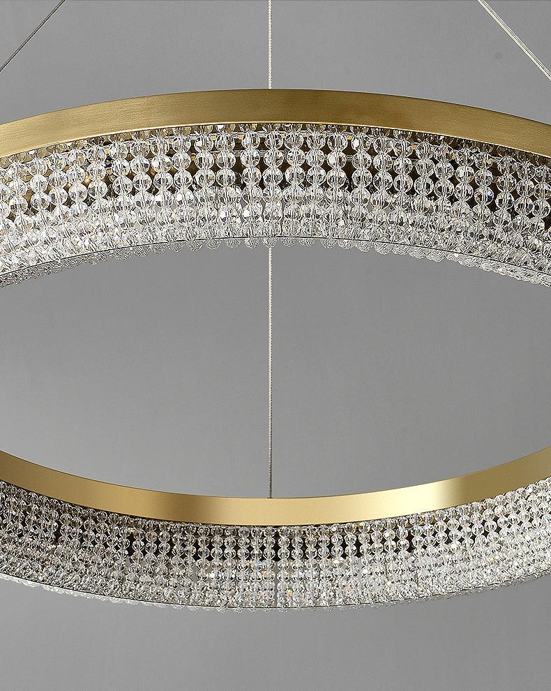 Lustra Chandelier Round Ring Crystal Gold LED