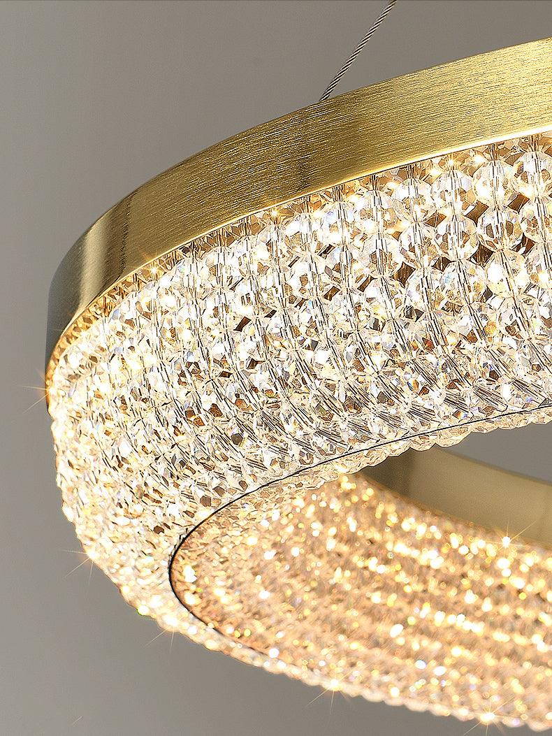 Lustra Chandelier Round Ring Crystal Gold LED