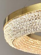 Lustra Chandelier Round Ring Crystal Gold LED