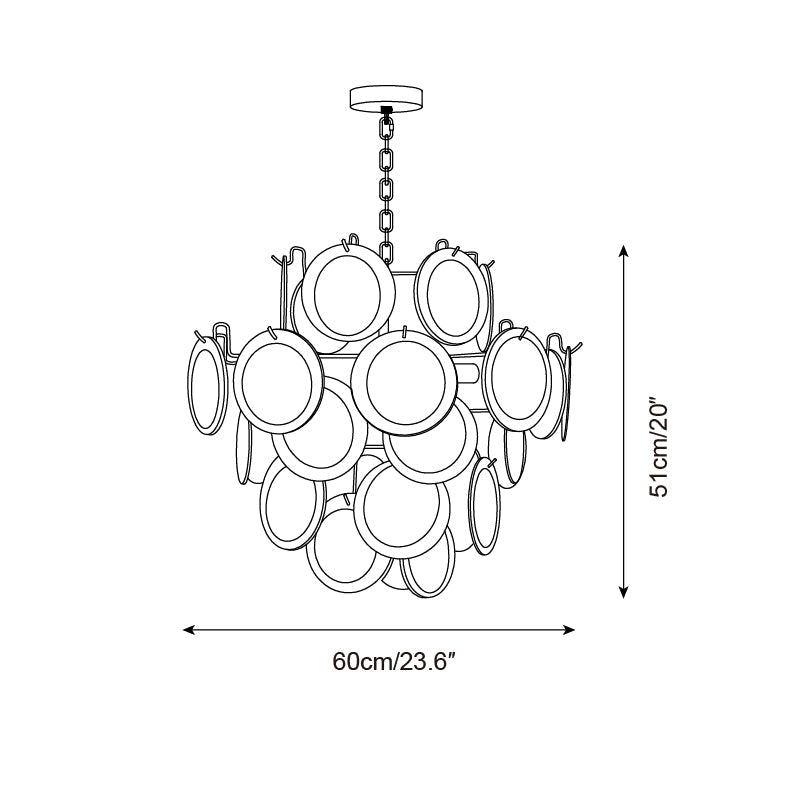 Rovigo Chandelier Handblown Glass Disc Sphere