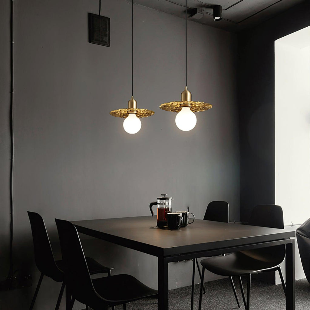 Rozeta Pendant Light Brass Pleated Modern
