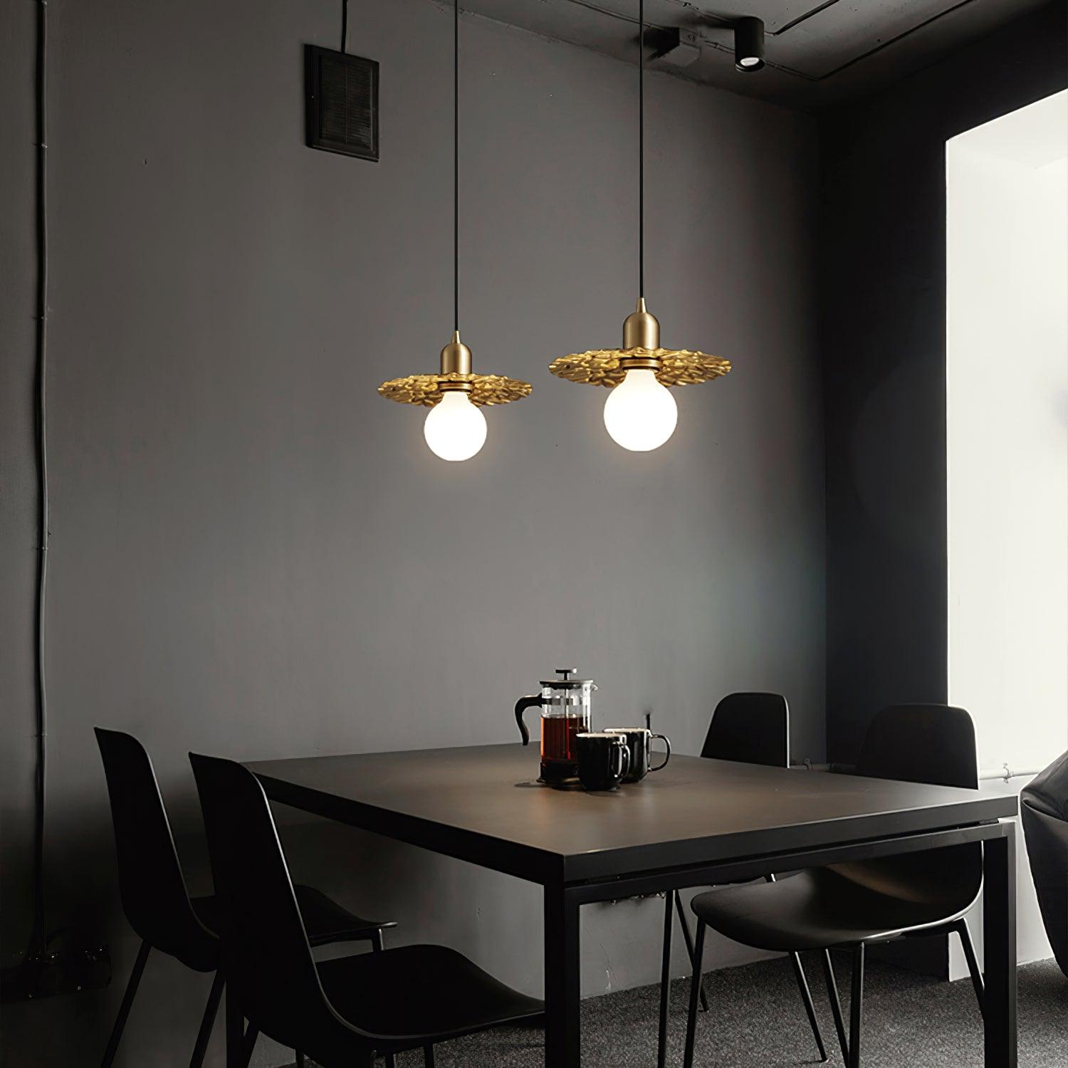 Rozeta Pendant Light Brass Pleated Modern