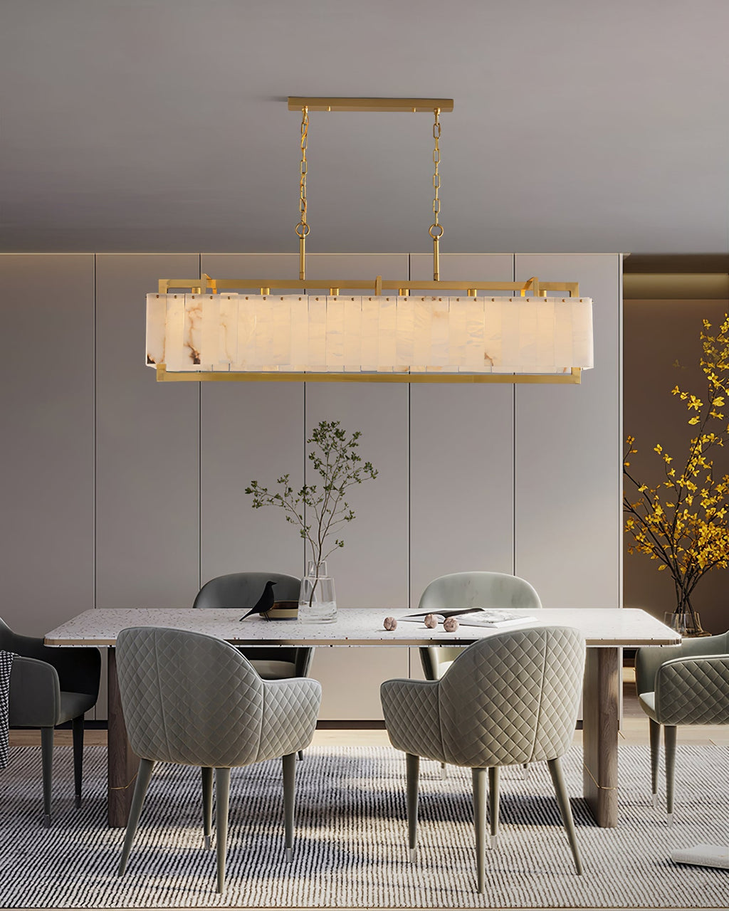 Ruben Chandelier Alabaster Rectangular Luxe