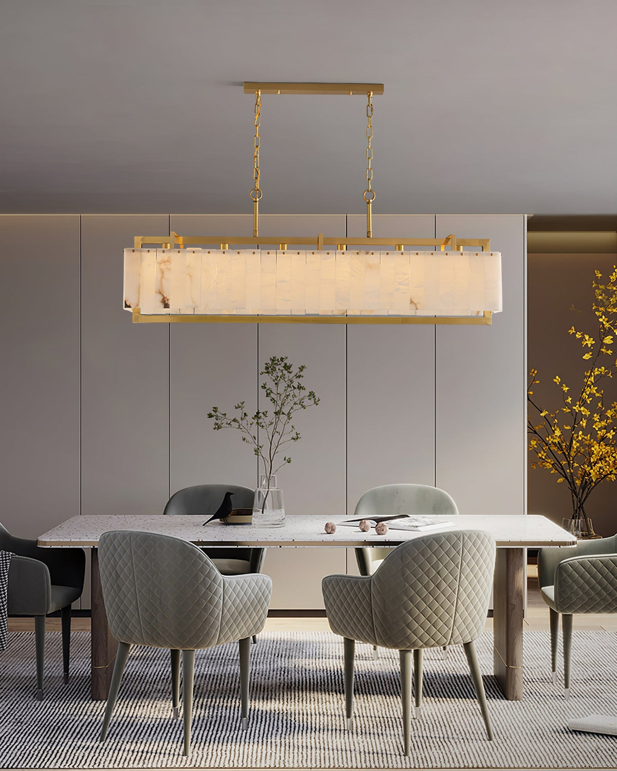 Ruben Chandelier Alabaster Rectangular Luxe