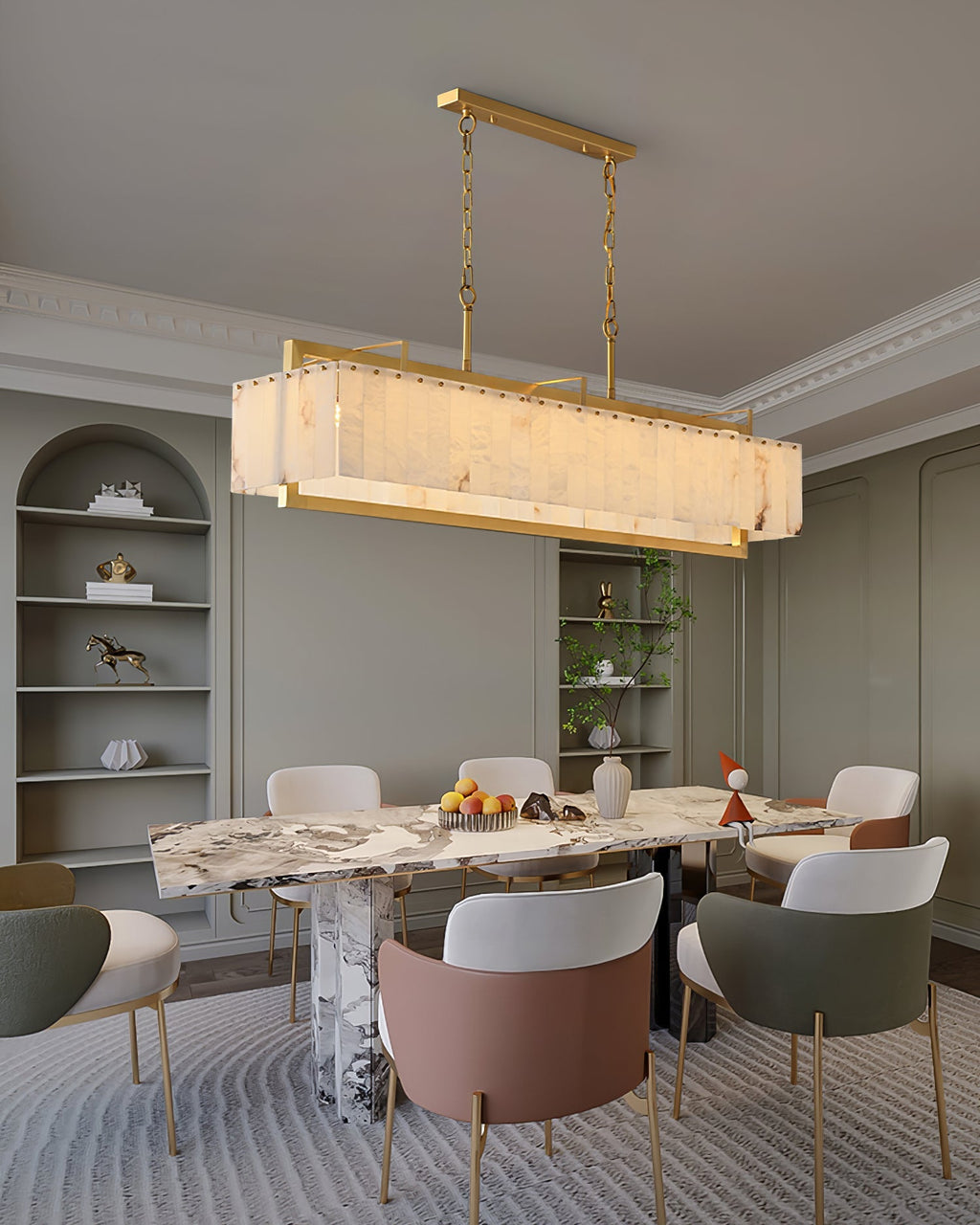 Ruben Chandelier Alabaster Rectangular Luxe
