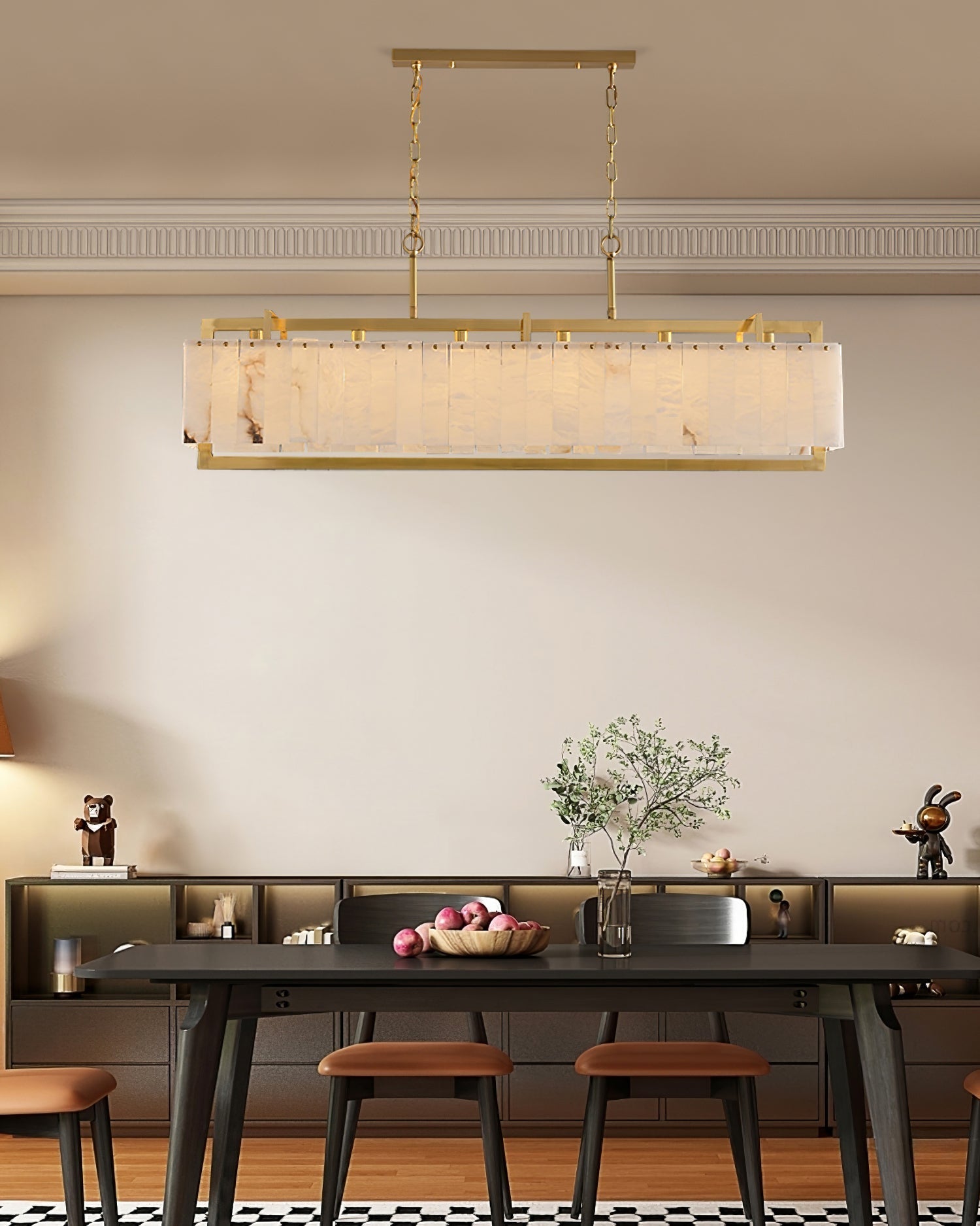 Ruben Chandelier Alabaster Rectangular Luxe