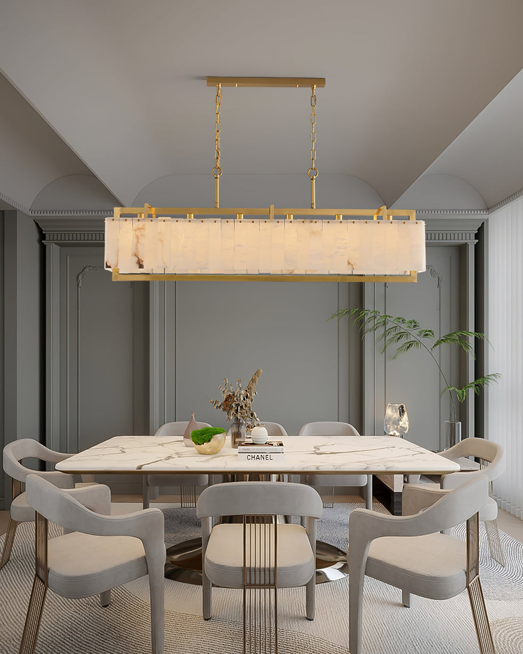 Ruben Chandelier Alabaster Rectangular Luxe
