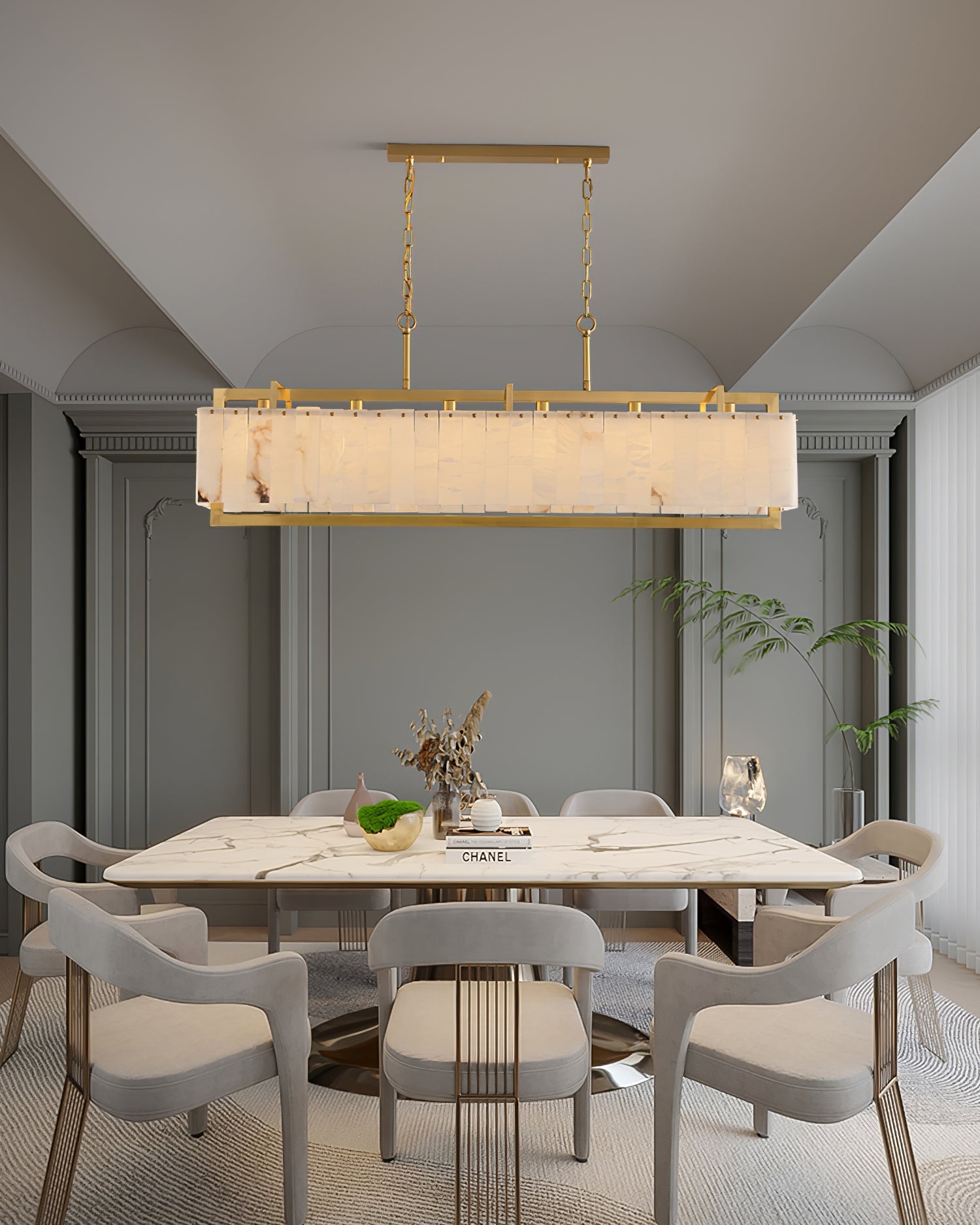 Ruben Chandelier Alabaster Rectangular Luxe
