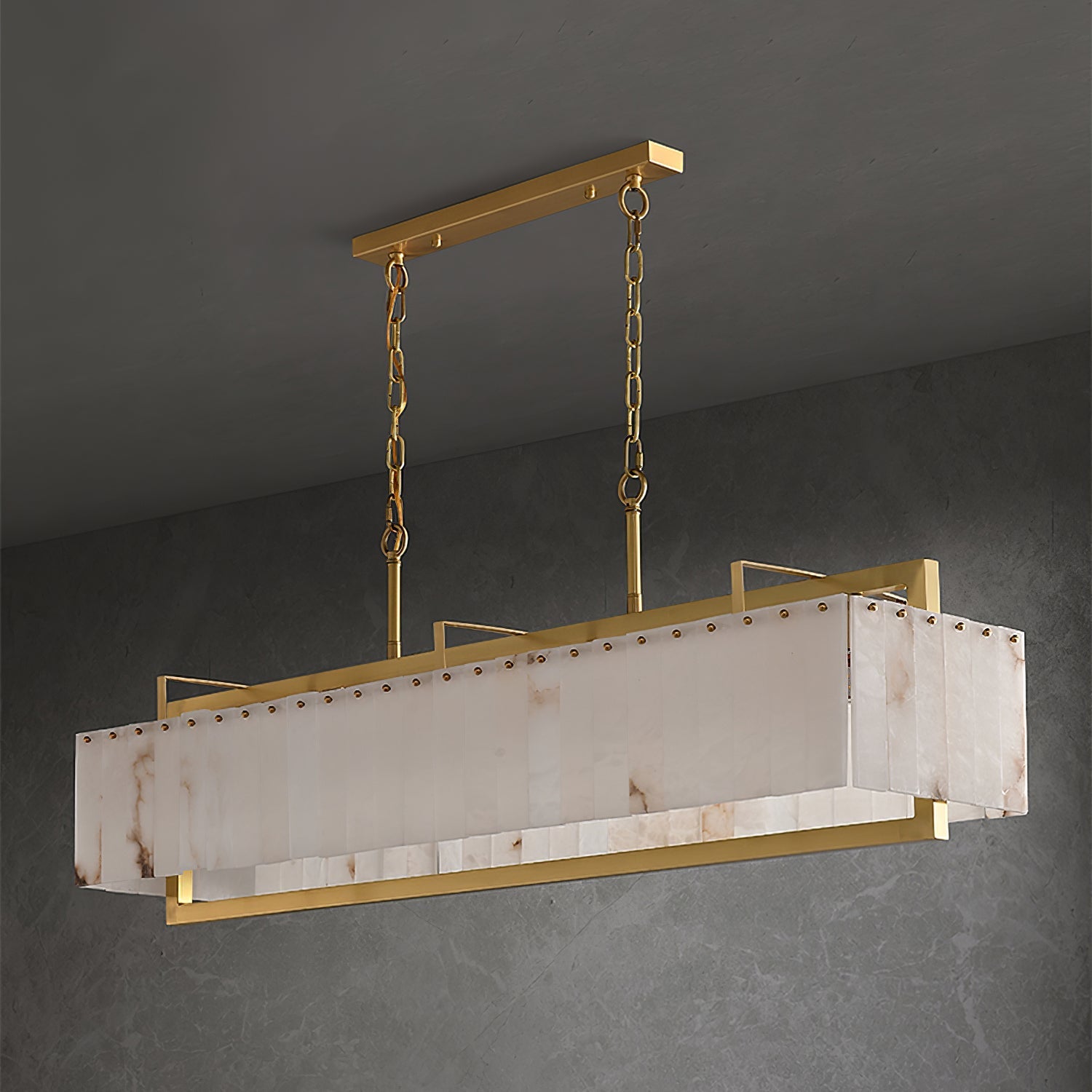 Ruben Chandelier Alabaster Rectangular Luxe