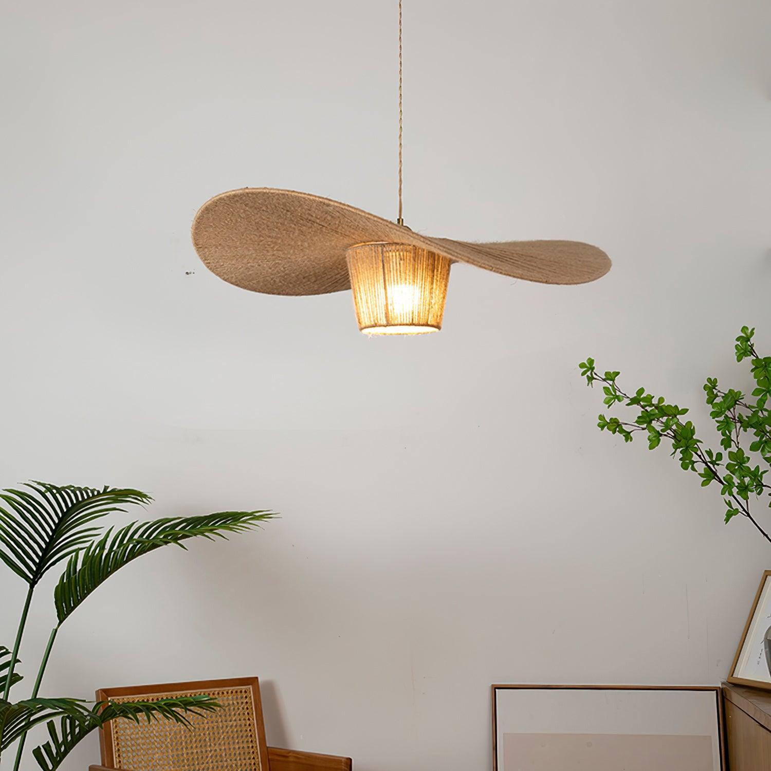 Rustic Pendant Lamp Hat Hemp