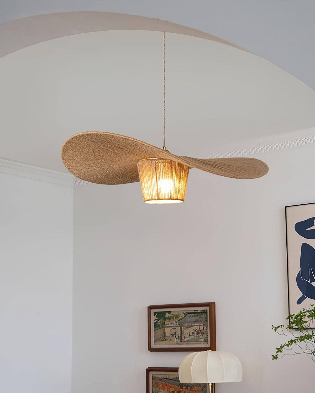 Rustic Pendant Lamp Hat Hemp