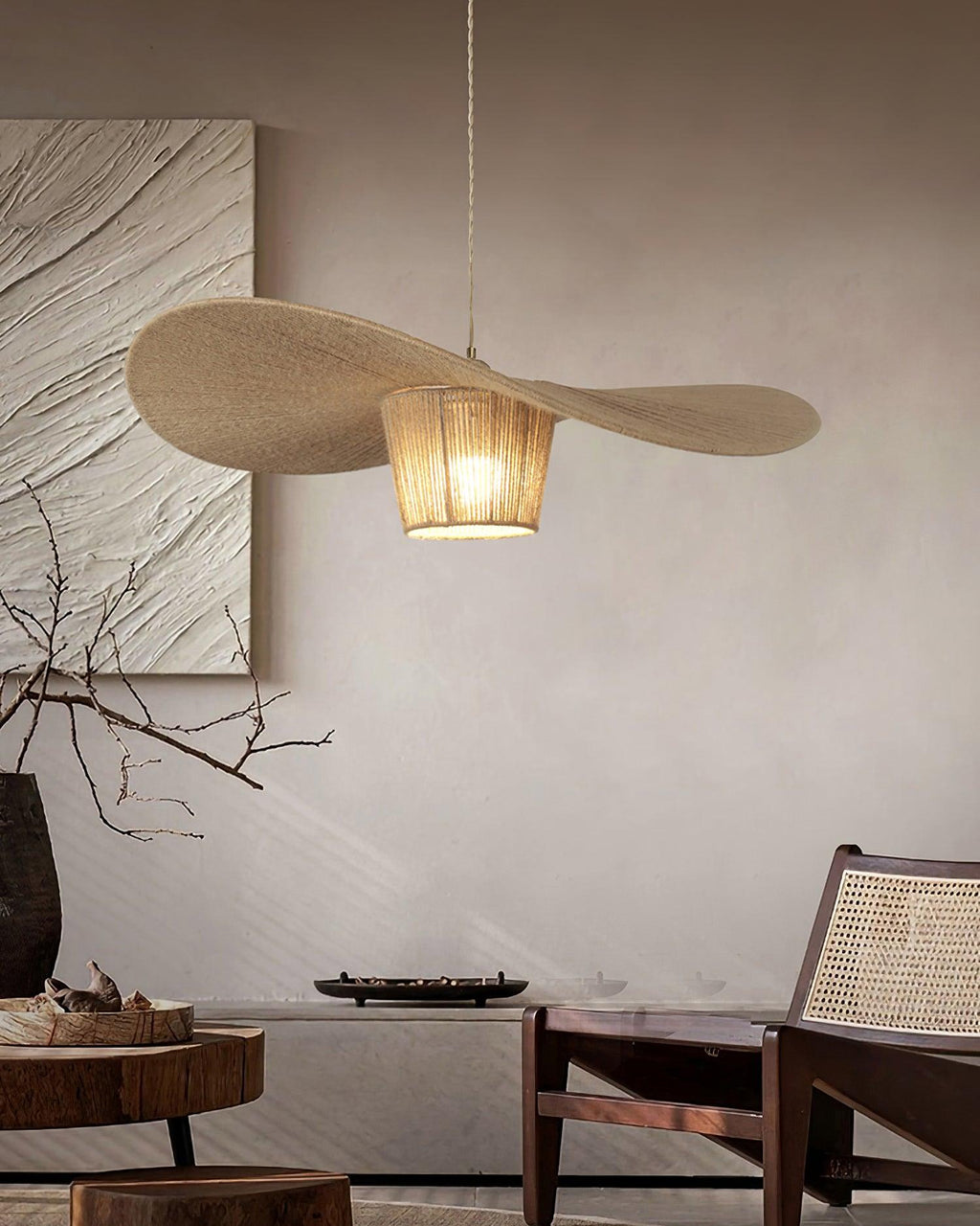 Rustic Pendant Lamp Hat Hemp