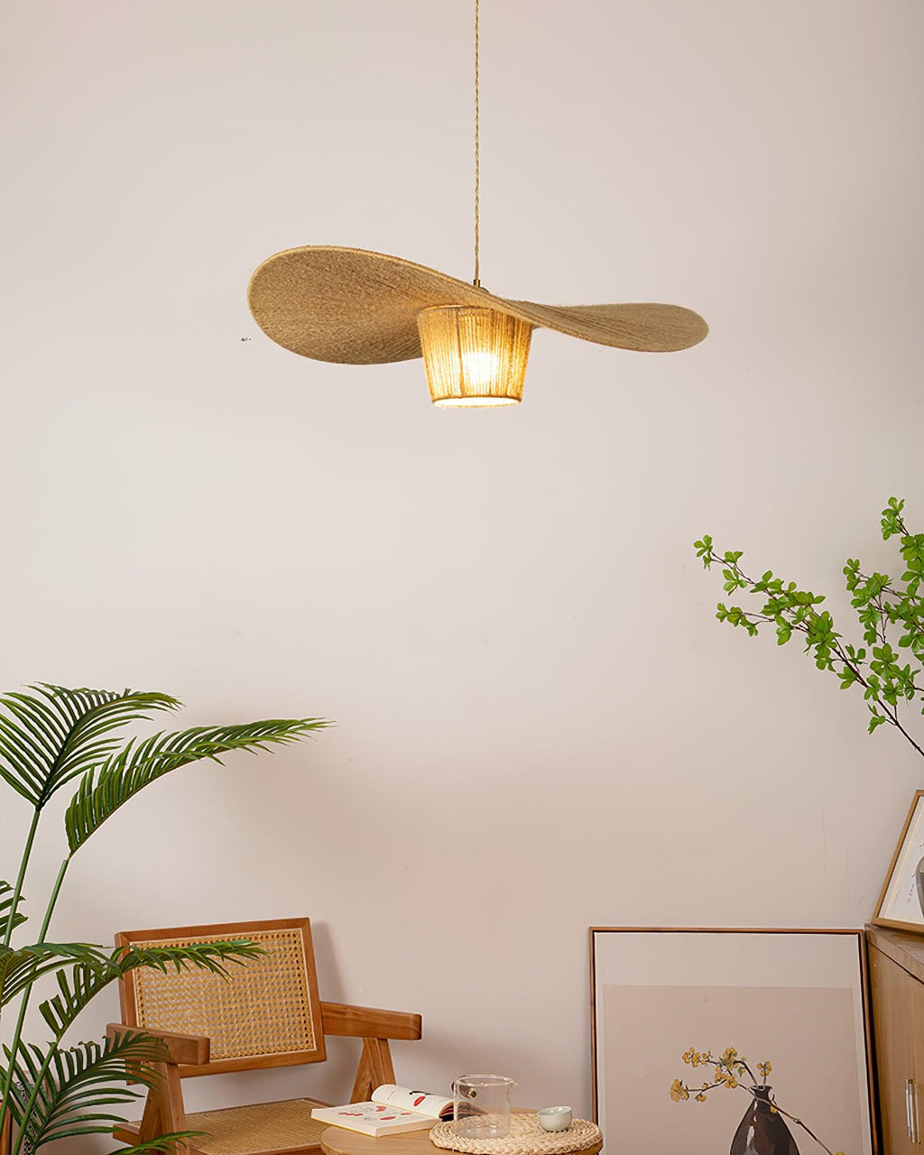 Rustic Pendant Lamp Hat Hemp
