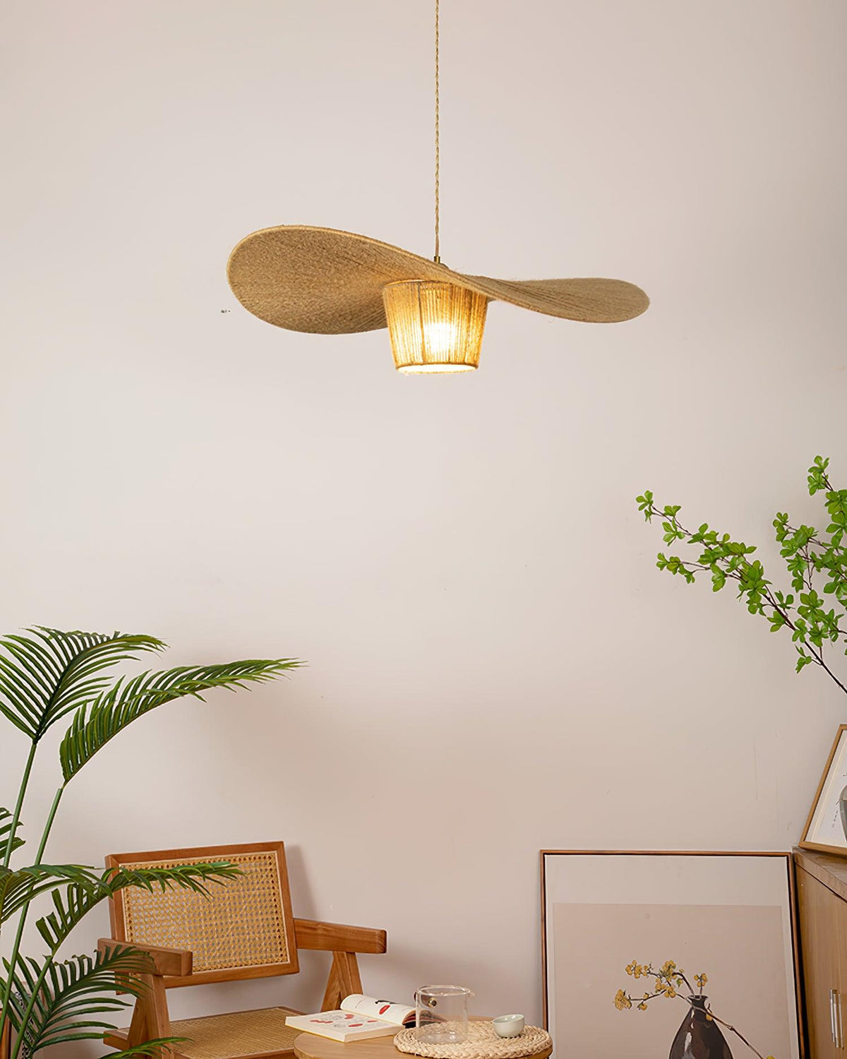 Rustic Pendant Lamp Hat Hemp