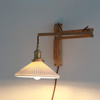 Muto Vintage Dome Ceramic/Wood Wall Lamp