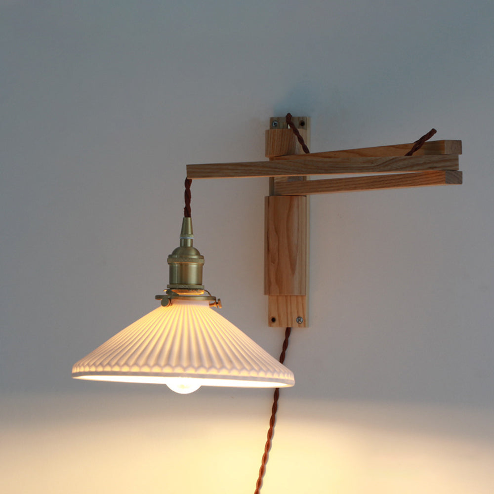 Muto Vintage Dome Ceramic/Wood Wall Lamp