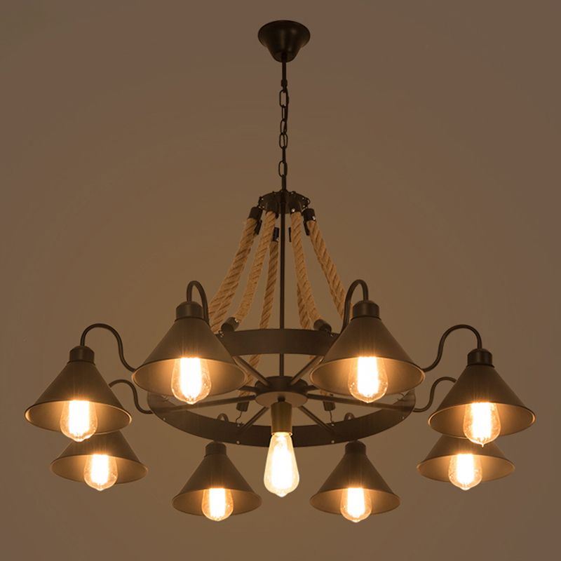 Epoch Vintage Industrial Rope Chandelier Living Room - Letslighting