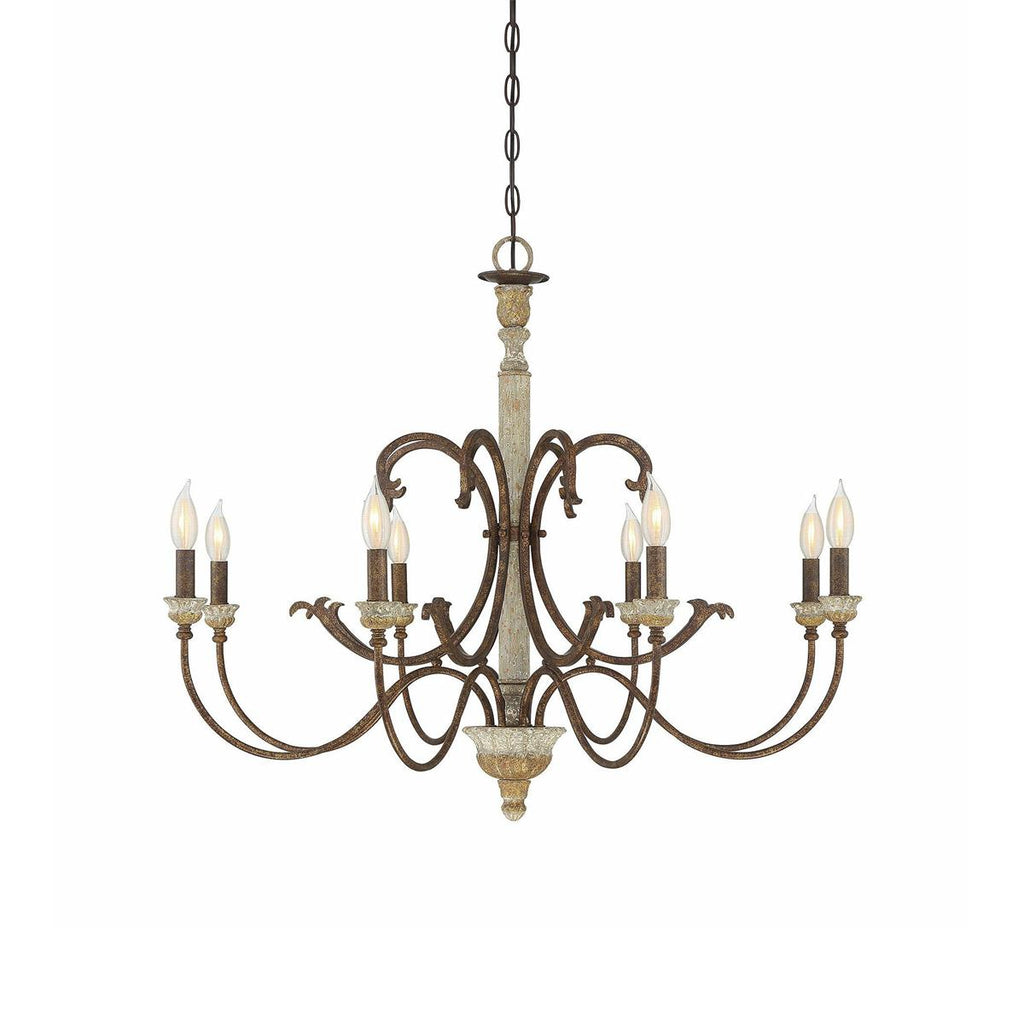 Evareth Vintage Industrial Hand-carved Wood Chandelier