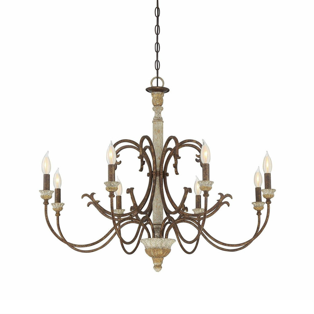 Evareth Vintage Industrial Hand-carved Wood Chandelier