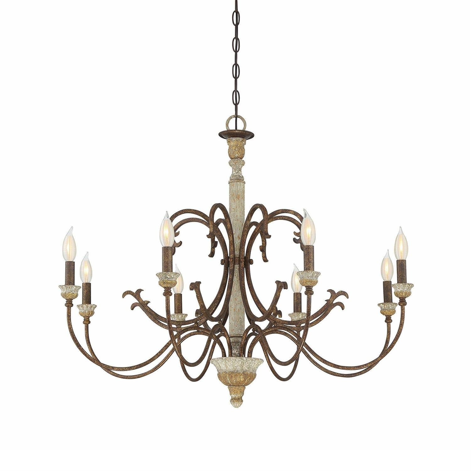 Evareth Vintage Industrial Hand-carved Wood Chandelier